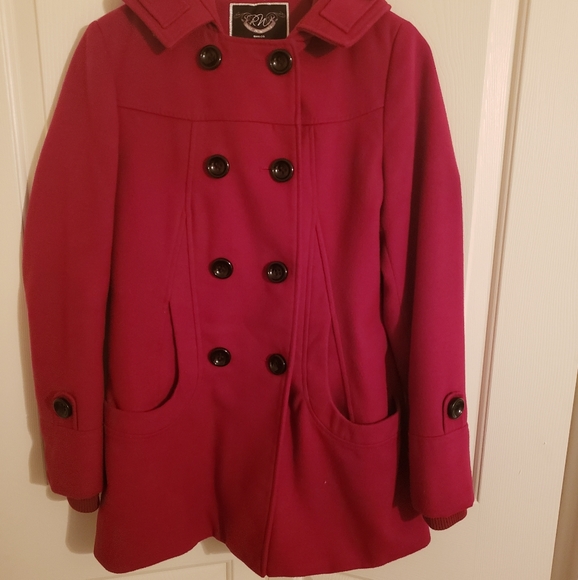RW&CO Red Wool Dress Coat - Picture 2 of 5
